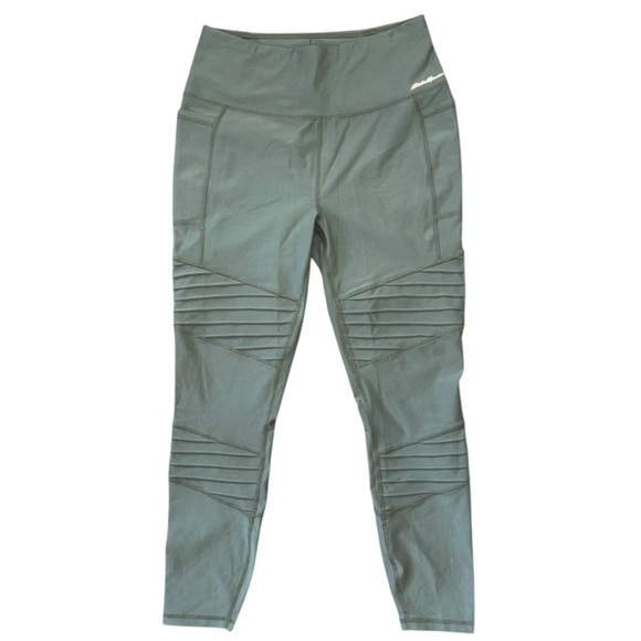 Eddie Bauer Ribbed Moto Olive Green Crop Leggings Women’s M Hiking Outdoor Pants - Picture 1 of 12